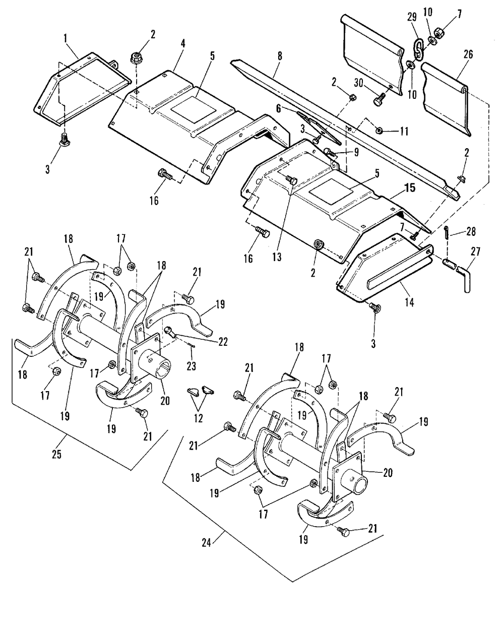 Tine And Deflector Group Diagram and Parts List for 1695419  Briggs and Stratton Tiller